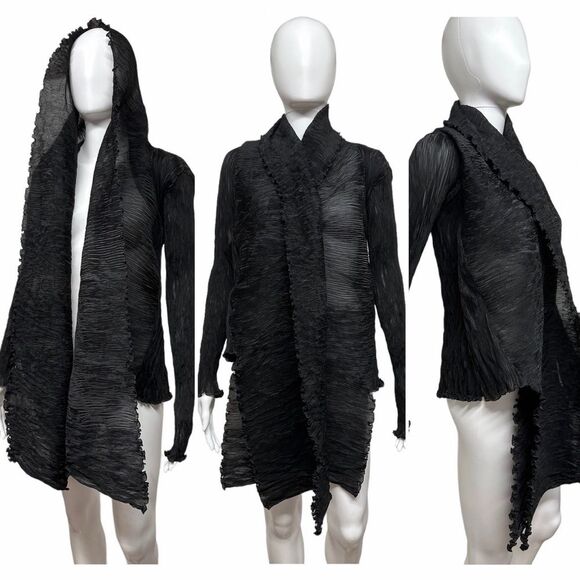 SUSANNE WIEBE Plisse Open Front Micro Pleated Cardigan Jacket S M L Fits Many - Picture 6 of 15